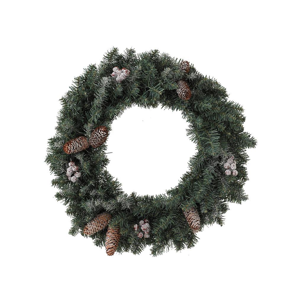 CORONA SHERWOOD ABETO/PIÑAS HIELO D40CM