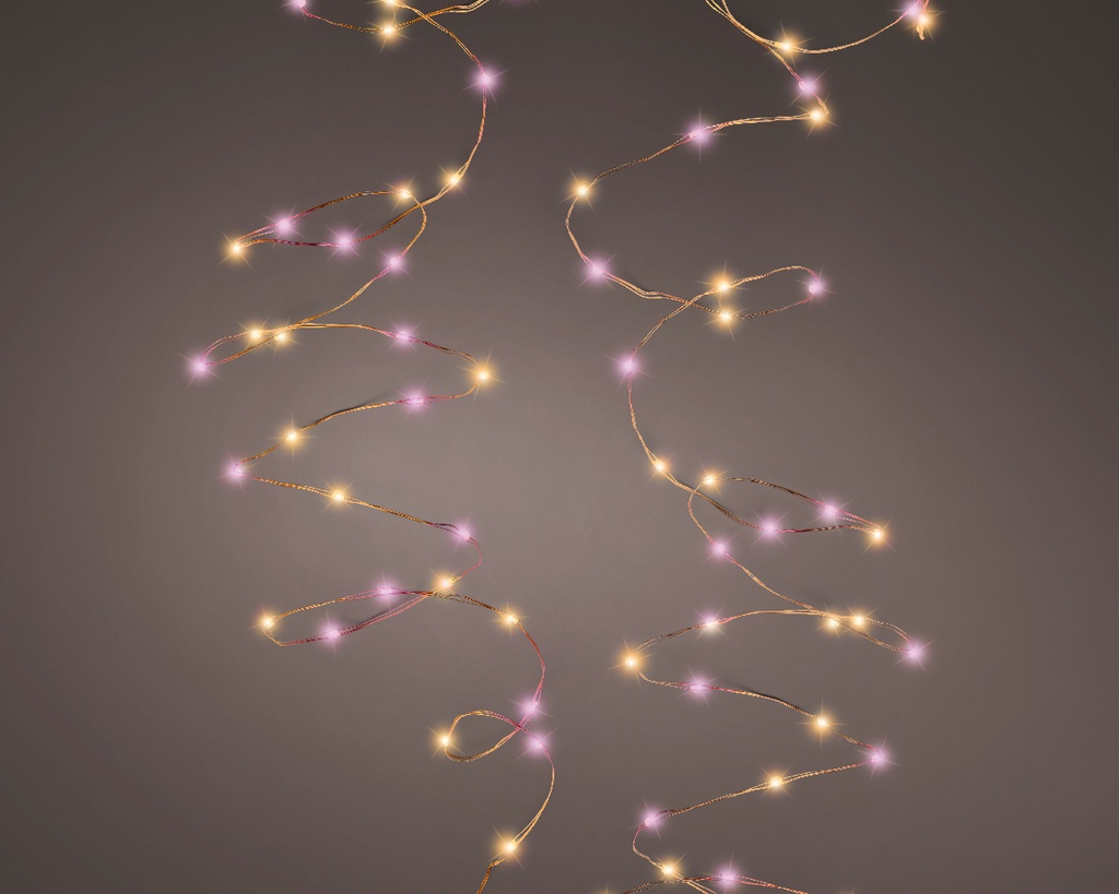 BANDE MICROLED LUMIERE CHAUDE - ROSE/OR - 1195cm-240L