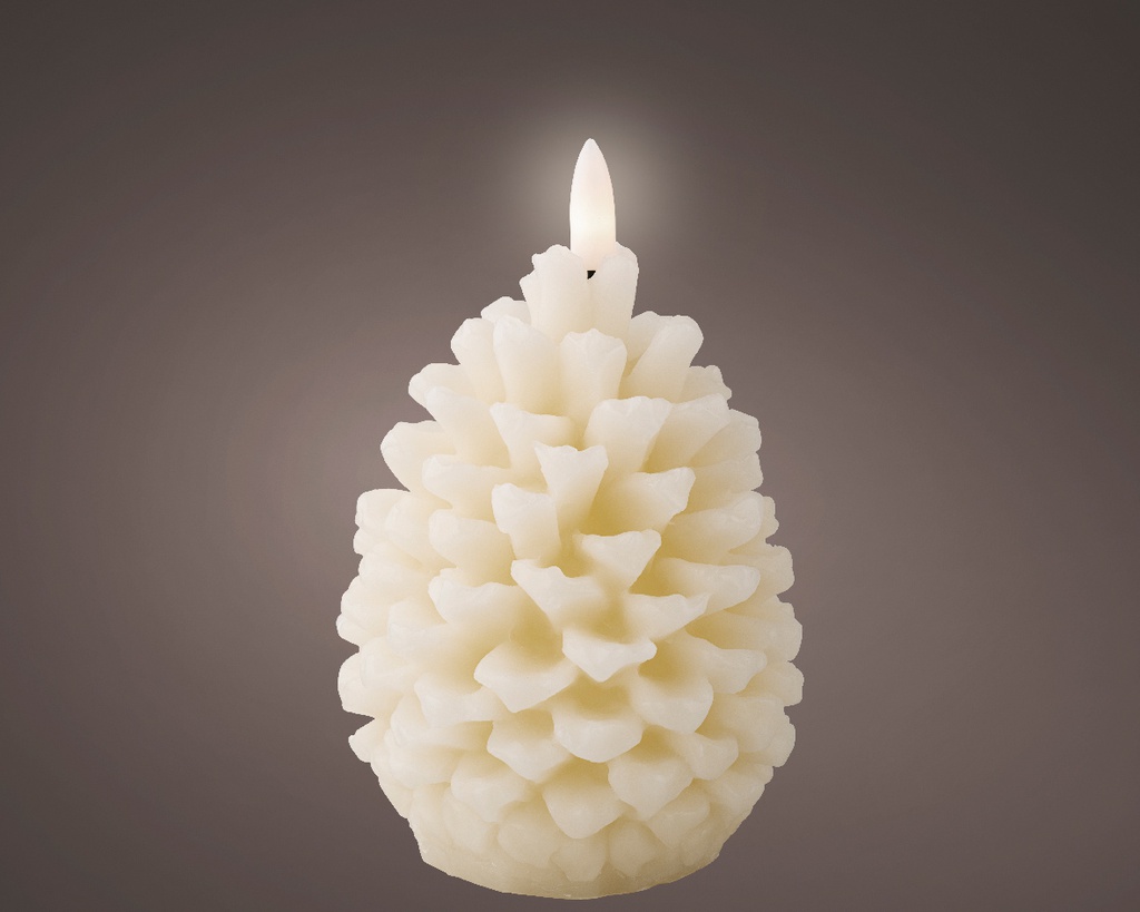 LED WICK CANDLE BO INDOOR CREAM/WARM WHITE dia8.50-H13.10cm-1L