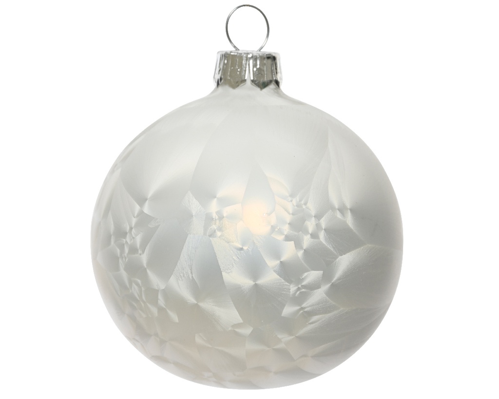 BAUBLE GLASS MATT WHITE ICE LACQUER dia10.00cm