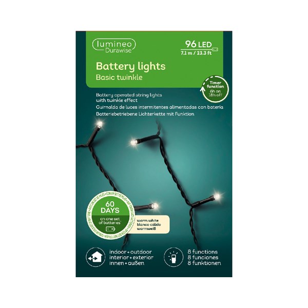 GUIRNALDA NEGR DURAWISE 710CM-96LED/CAL/BAT/PAR/TIM/EXT UD