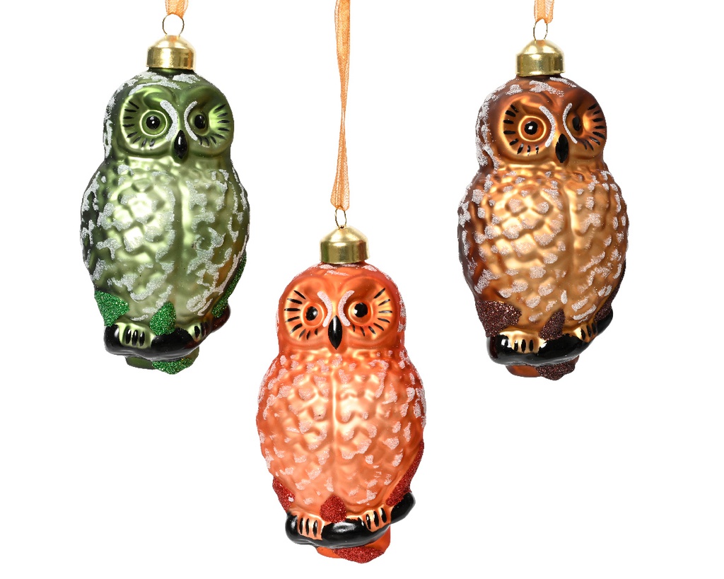 ***OWL GLASS ASSORTED L5.50-W7.00-H13.50cm