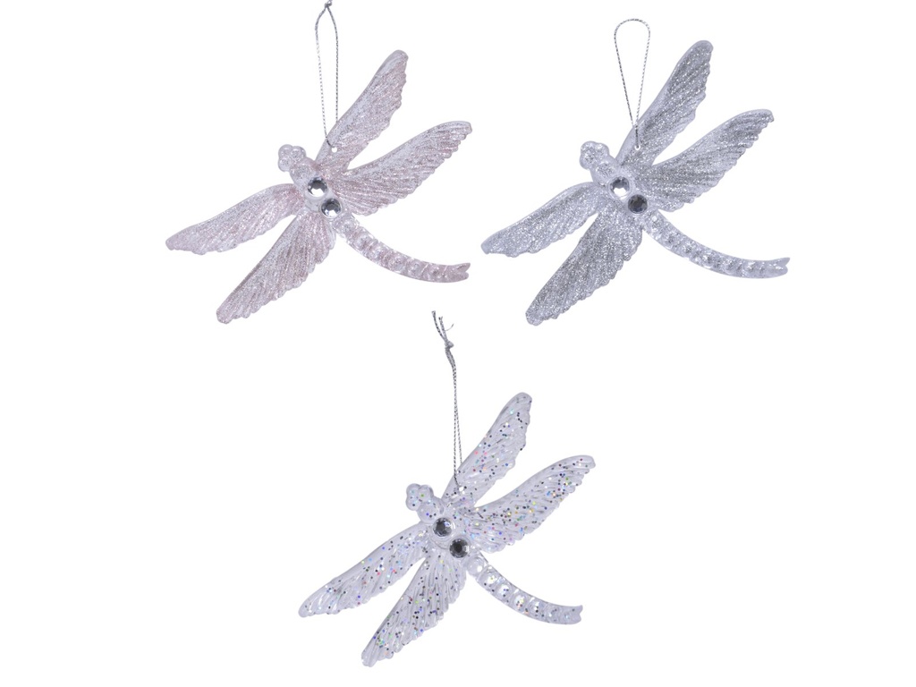 ***DRAGONFLY PLASTIC GLITTER ASSORTED L4.50-W10.00-H12.50cm