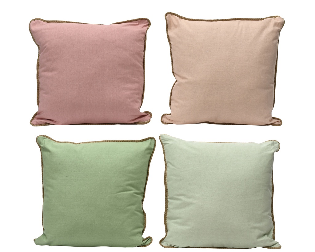 COUSSIN EN COTON - VERT CLAIR/VERT PALE/ROSE/LILAS - PRIX A L'UNITE - L45.00-W45.00-H2.50cm