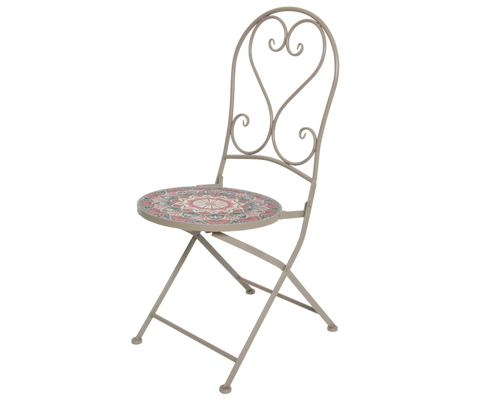 SILLA BISTRO METAL "NARBONNE" -COLOR TAUPE -46.00-W39.00-H93.00cm