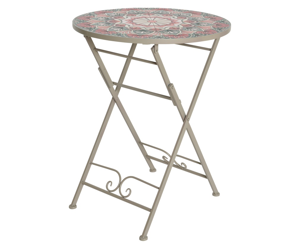 MESA BISTRO METAL "NARBONNE" - COLOR TAUPE - dia60.00-H76.00cm