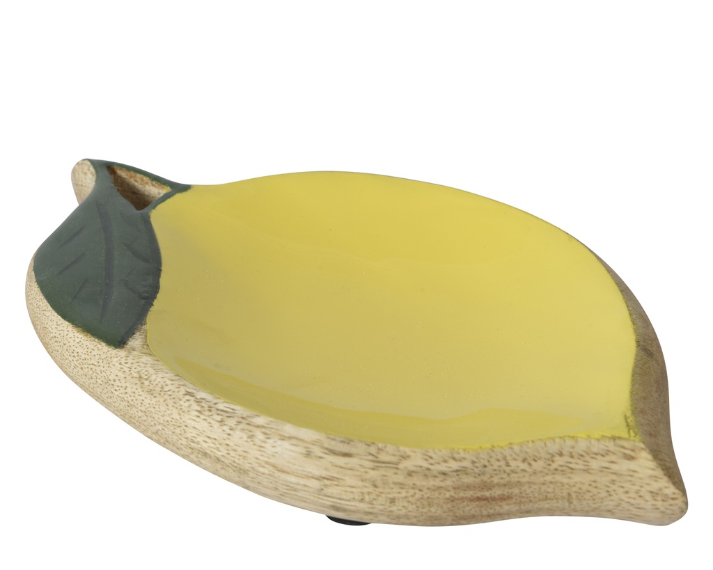 PLATEAU DE DECORATION EN BOIS DE MANGUIER - FORME DE CITRON - L12.00-W2.50-H20.00cm