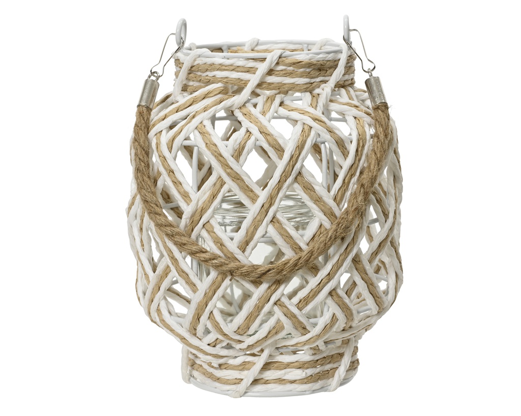 ***LANTERN PAPERROPE WHITE dia16.00-H20.00cm