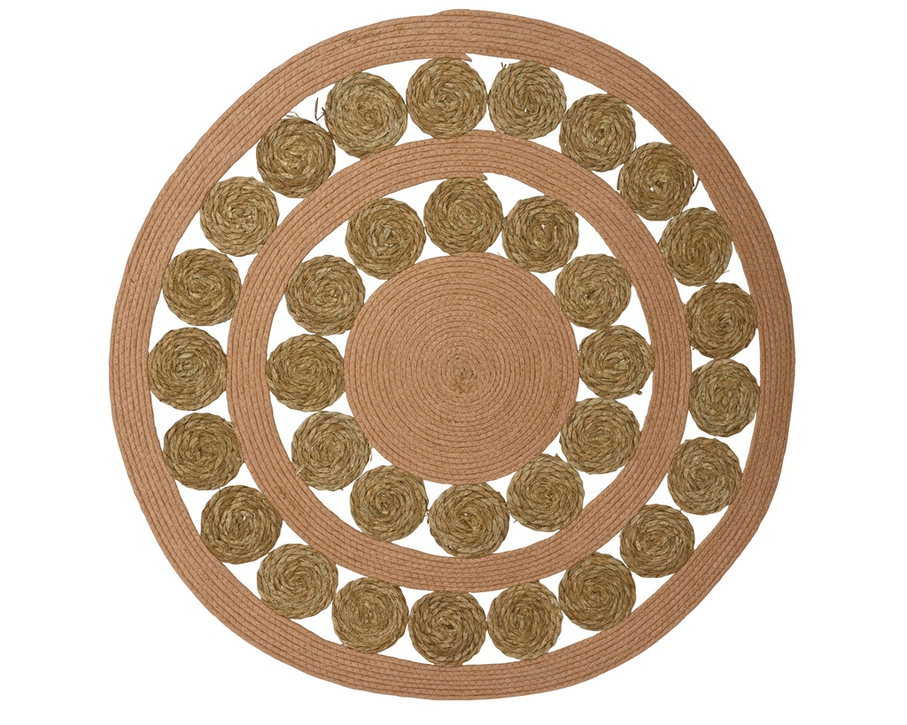 TAPIS ROND - CORDE EN PAPIER - TONS NATURELS - dia90.00-H1.00cm