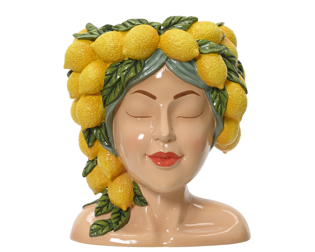 JARRON CERAMICA - CARA MUJER CON LIMONES -  L19.50-W17.00-H23.50cm