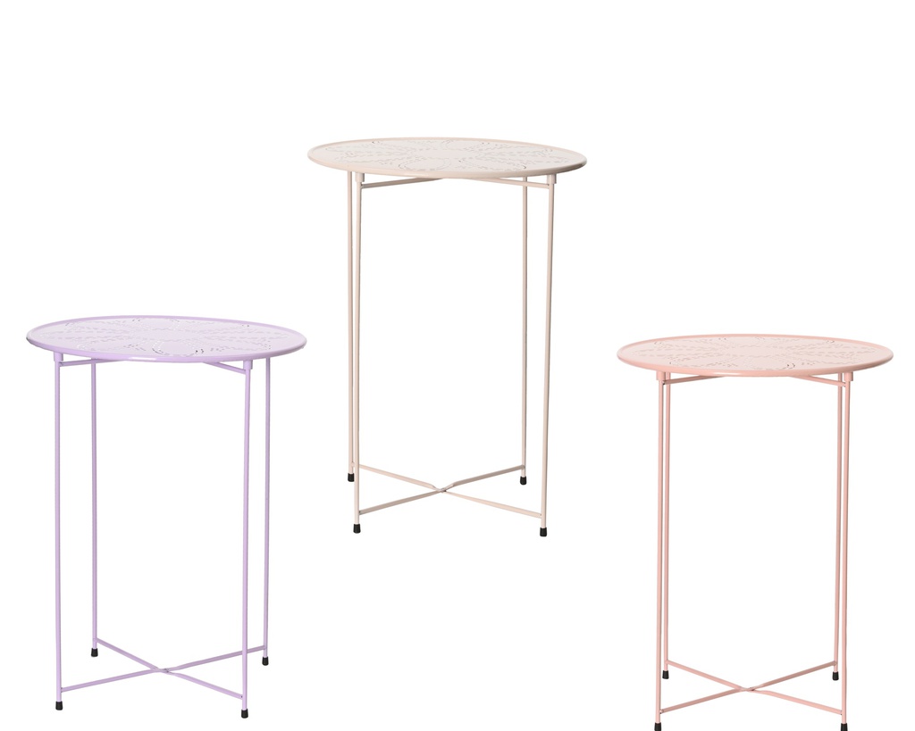 TABLE AUXILIAIRE EN METAL - 3 COULEURS - PRIX A L'UNITE - dia46.50-H62.00cm