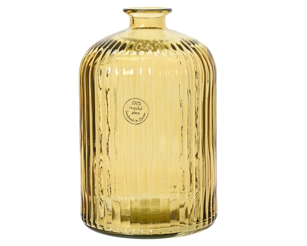 JARRON CRISTAL RECICLADO COLOR AMBAR -  dia15.00-H23.00cm