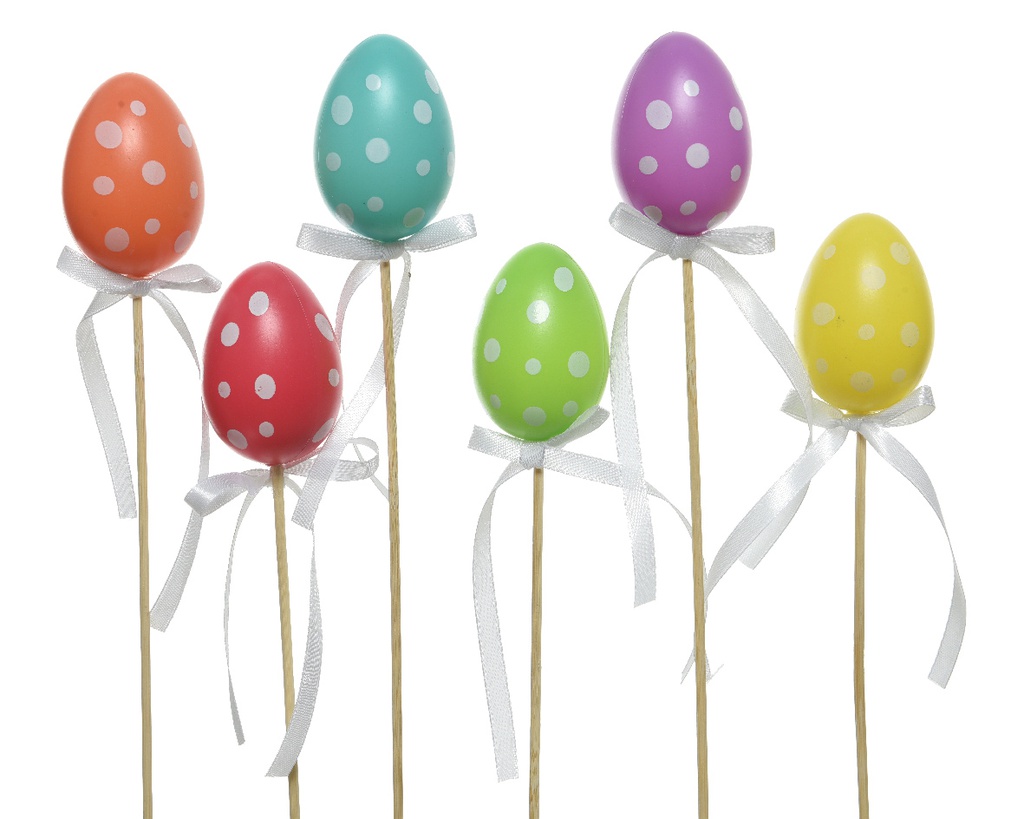 HUEVO EN PICK - 6 COLORES - PRECIO UD - dia4.00-H6.00cm