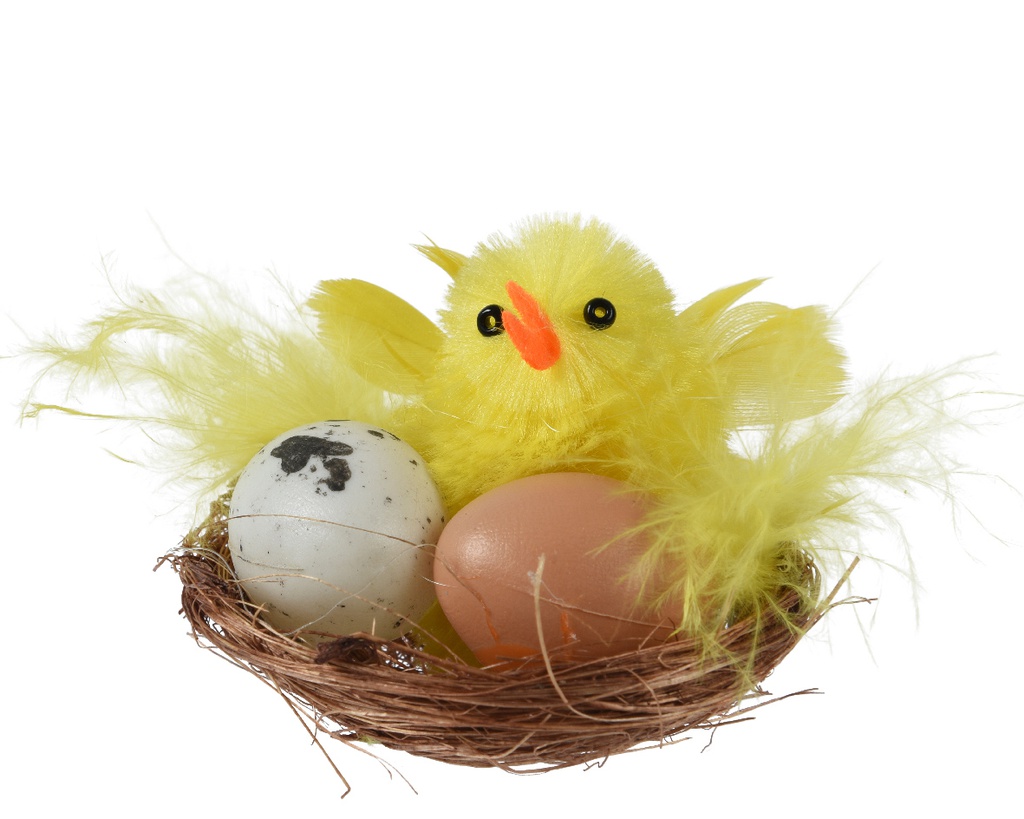 ***CHICKEN CHENILLE YELLOW dia5.00-H4.50cm