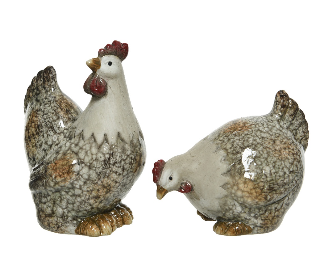 COQ EN TERRE CUITE - MARRON - L7.50-W10.50-H13.00cm