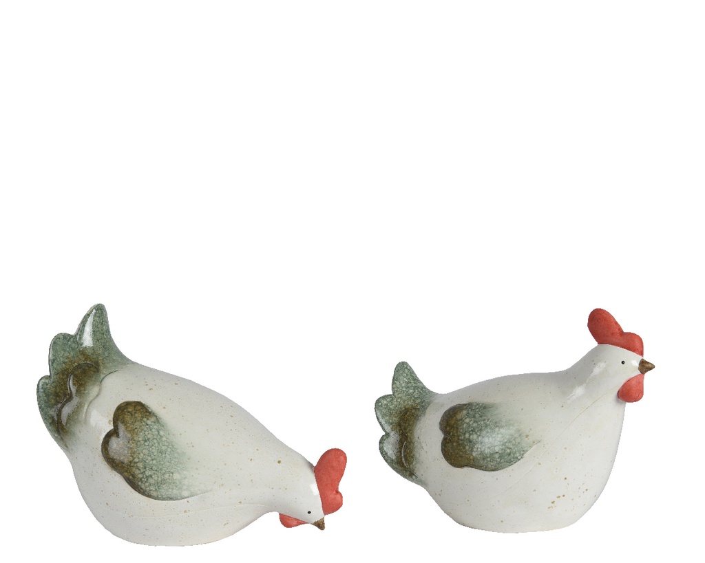 ***CHICKEN TERRACOTTA WHITE/COLOUR(S) L15.50-W8.50-H12.00cm