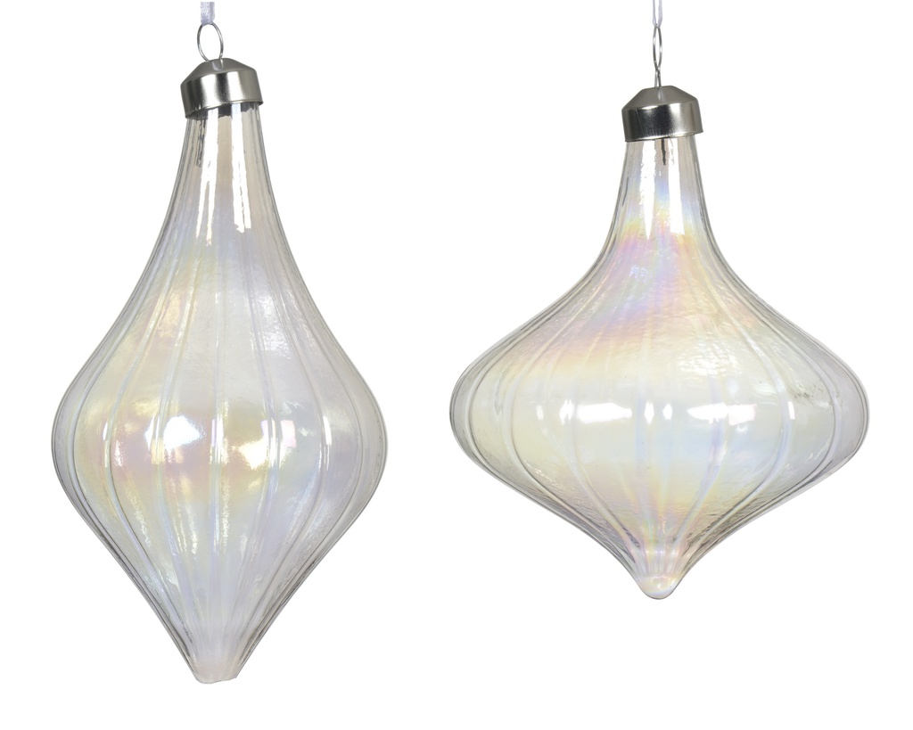 ***BAUBLE GLASS CLEAR dia10.00-H13.50cm