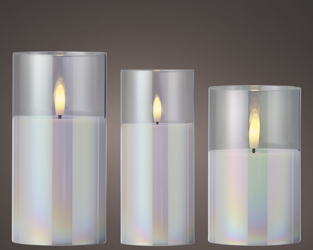 ***LED WICK CANDLE BO INDOOR IRIS/WARM WHITE dia7.50-H17.50cm-1L