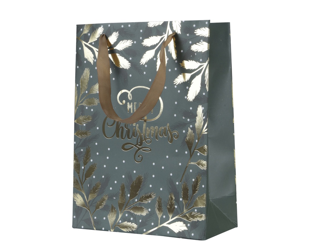 ***GIFTBAG PAPER GREEN/GOLD L10.00-W26.00-H32.00cm
