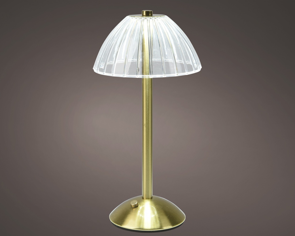 LAMPE LED DE CHEVET - LUMIERE CHAUDE - AVEC BATTERIE - DORE - dia13.00-H30.00cm-20L