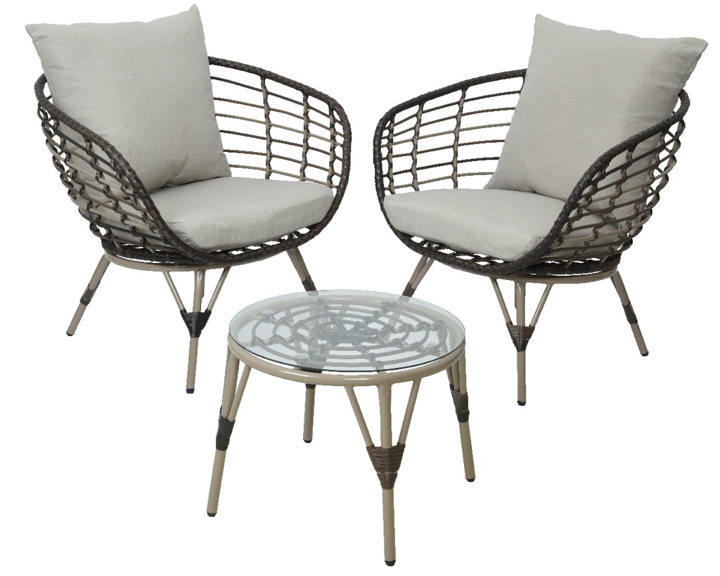 ***EVORA SOFASET WICKER DARK BROWN L86.00-W80.00-H83.00cm