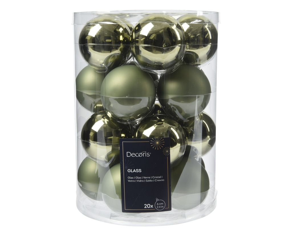 BOLA CRISTAL - BRILLO/MATE - ROSEMARY GREEN - DIAM 6 CM -  CAJA DE 20 BOLAS