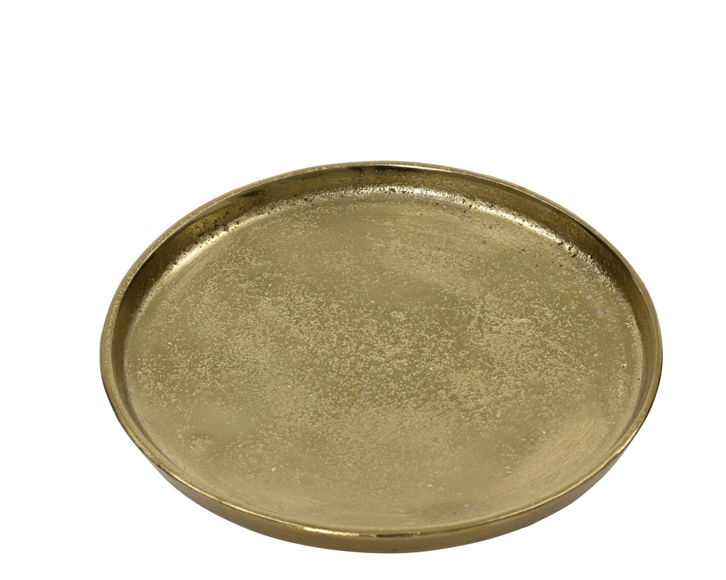 PLATEAU DE DECORATION EN ALLUMINIUM - DORE - dia30.00-L30.00-W30.00-H2.50cm