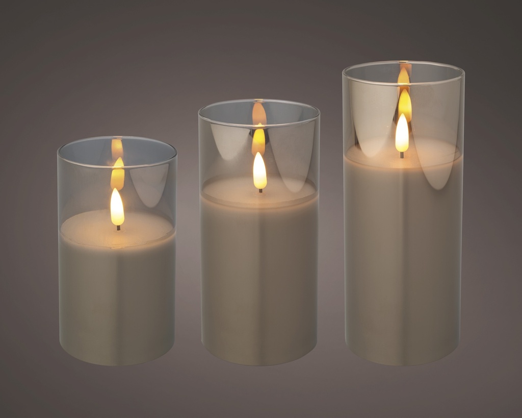 ***LED WICK CANDLE BO INDOOR SMOKEY GREY/WARM WHITE dia7.50-H17.50cm-1L