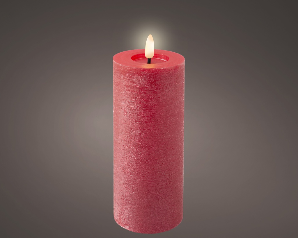 ***LED WICK CANDLE BO INDOOR CHRISTMAS RED/WARM WHITE dia7.00-H19.00cm-1L