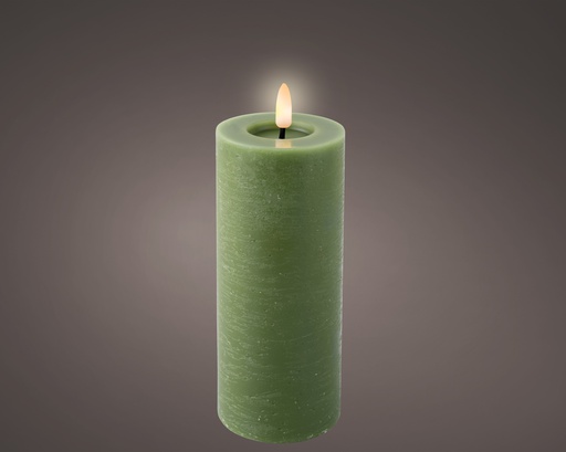 ***LED WICK CANDLE BO INDOOR GREEN/WARM WHITE dia7.00-H19.00cm-1L