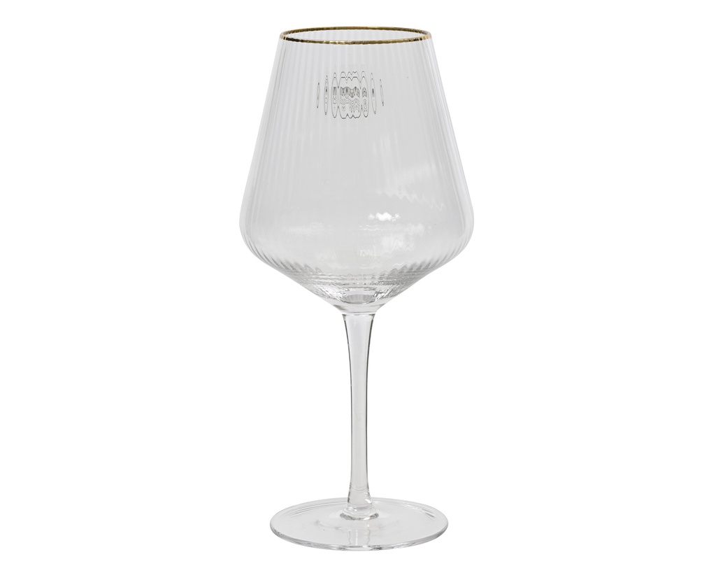 VERRE A VIN - RELIEF ONDULE ET BORD DORE - dia10.00-H22.00cm