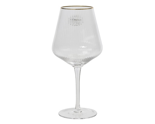 COPA VINO CON RELIEVE ONDULADO Y BORDE DORADO -dia10.00-H22.00cm