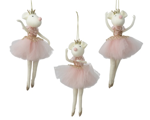 PETITE SOURIS A SUSPENDRE - PRINCESSE DANSEUSE - 3 MODELES - PRIX A L'UNITE - L9.00-W4.00-H19.50cm