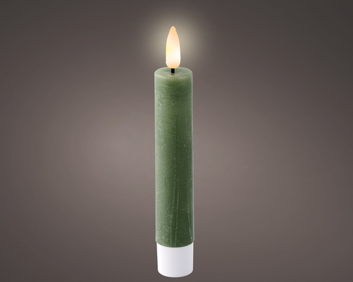 ***LED WICK DINNER CANDLE BO INDOOR GREEN/WARM WHITE dia2.20-H16.00cm-1L