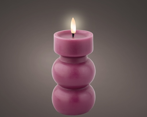 ***LED WICK CANDLE BO INDOOR DARK PINK/WARM WHITE dia7.00-H15.00cm-1L