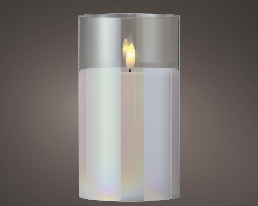 VELA LED BATERIA - IRISADO/WARM WHITE dia10.00-H17.50cm-1L