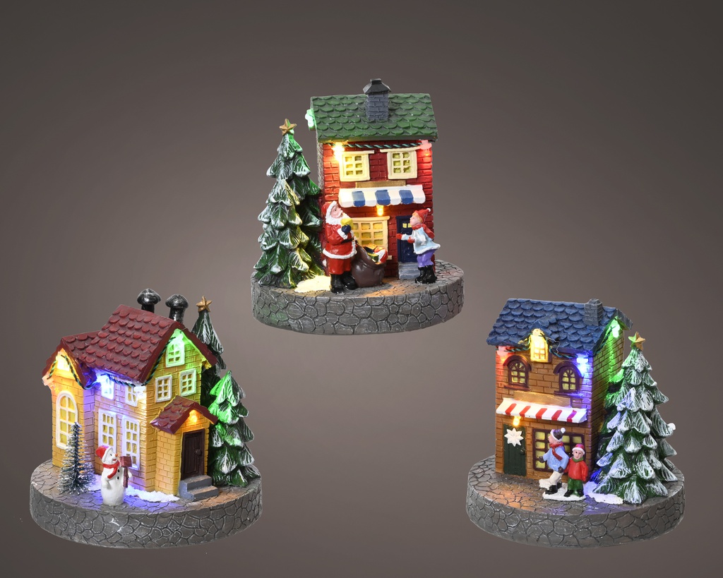 ESCENA CON LUZ  MULTICOLOR - 3 DISEÑOS - PRECIO UNIDAD  - BATERIA - dia12.00-H13.00cm-6LEDS