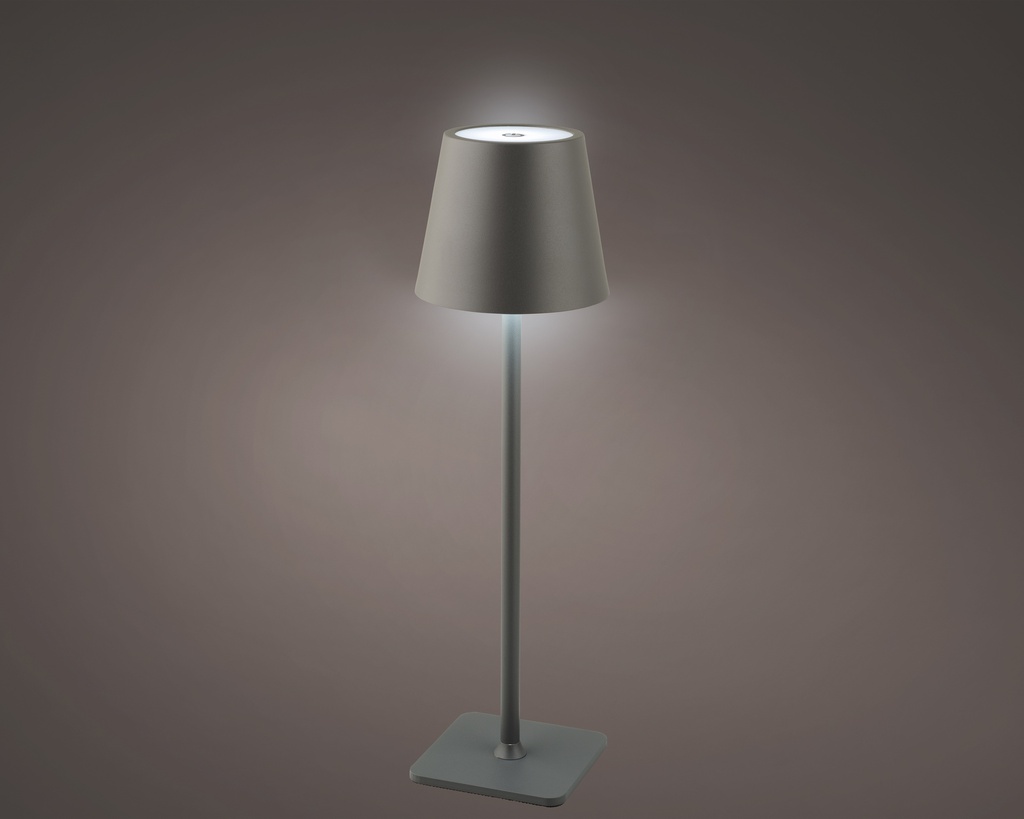 LAMPE LED DE CHEVET - LUMIERE CHAUDE - AVEC BATTERIE - GRIS - dia11.00-H37.00cm-56L