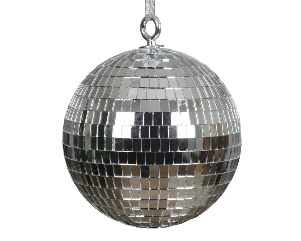 BOULE DE NOEL TYPE DISCO A ACCROCHER - ARGENT - 0 dia15.00-H15.00cm