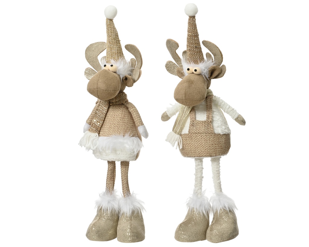 PELUCHE CERF DEBOUT - 2 MODELES - PRIX A L'UNITE - L14.00-W12.00-H50.00cm