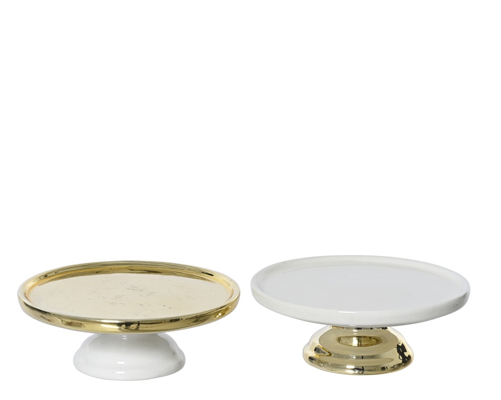 TARTERA DOLOMITA - BLANCO Y DORADO - 2 COLORES - PRECIO UNIDAD -dia11.00-H7.00cm