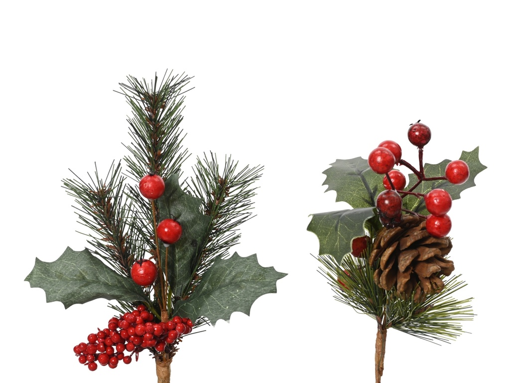 BRANCHE DE PIN AVEC DES BAIES - dia8.00-H22.00cm