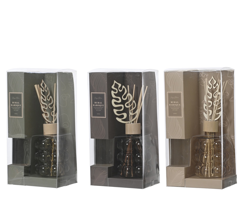 DIFUSOR PERFUME CRISTAL - 3 COLORES - PRECIO UNIDAD -L8.30-W8.30-H11.70cm