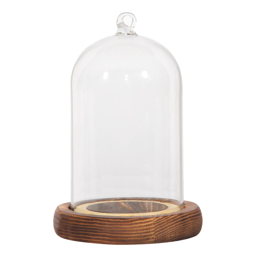 CAMPANA CRISTAL CON BASE MADERA - SE PUEDE COLGAR - M9XH13.5