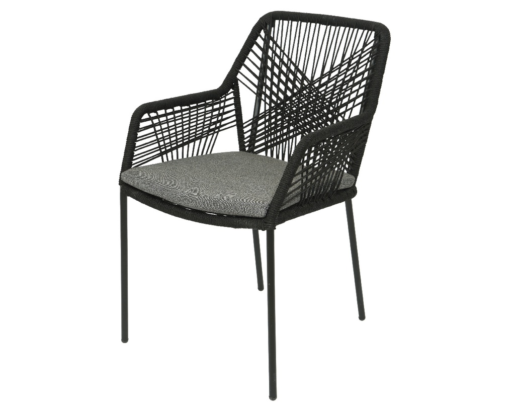 ***SEVILLE STACKING CHAIR PP ROPE BLACK L63.00-W57.00-H85.00cm