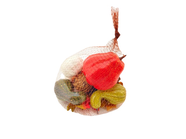 BOLSA DE CALABAZAS VARIADAS 19CM AMPLIO. 14CM DE ALTO