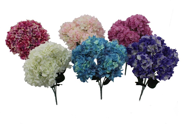 BRANCHE D'HORTENSIAS ROSE ET BLANC X 6