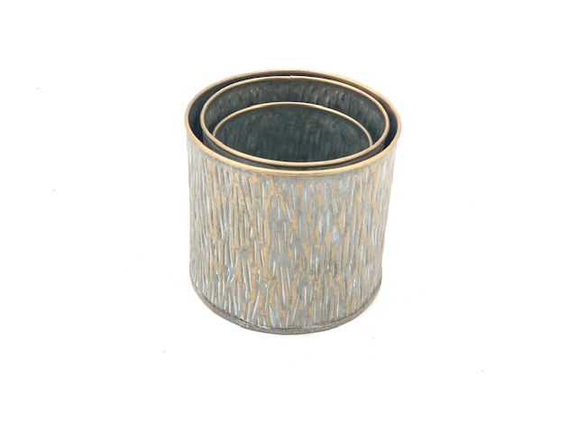 ***S/3 METAL ROUND POT