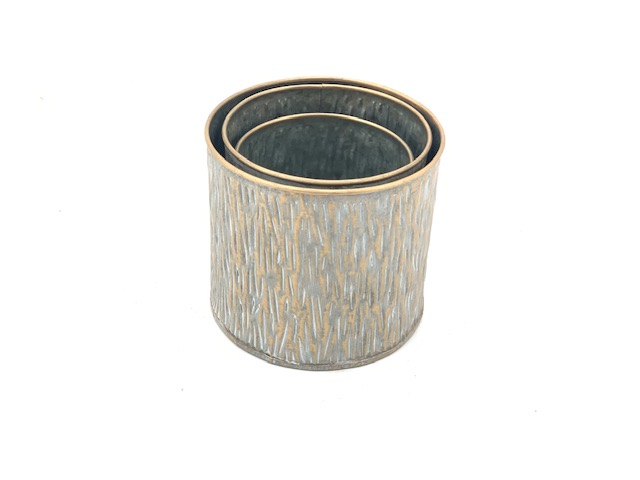 POTS RONDS EN MÉTAL - LOT DE 3