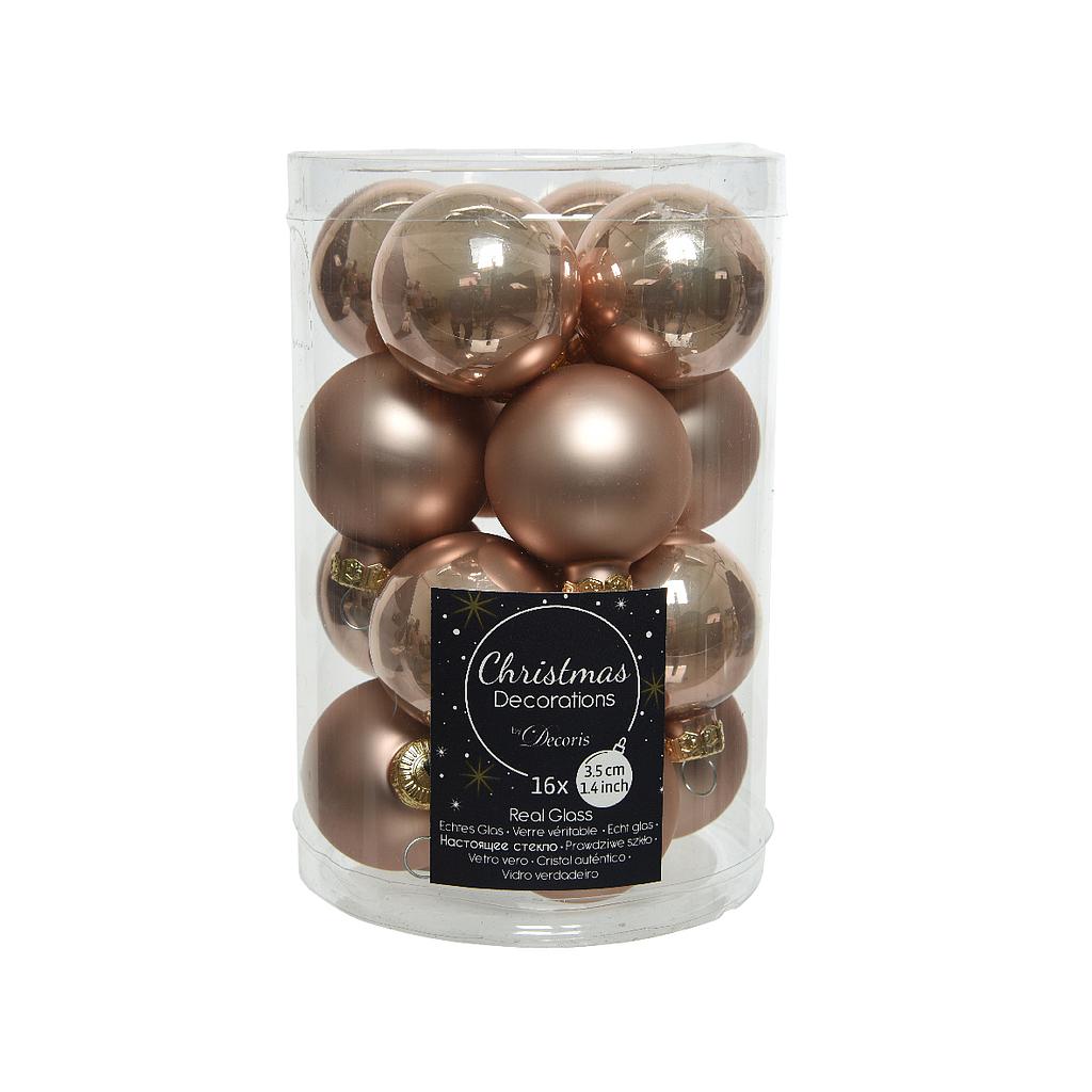 BOULE EN VERRE BEIGE - 35MM BRILLANTE/MATE - S/16